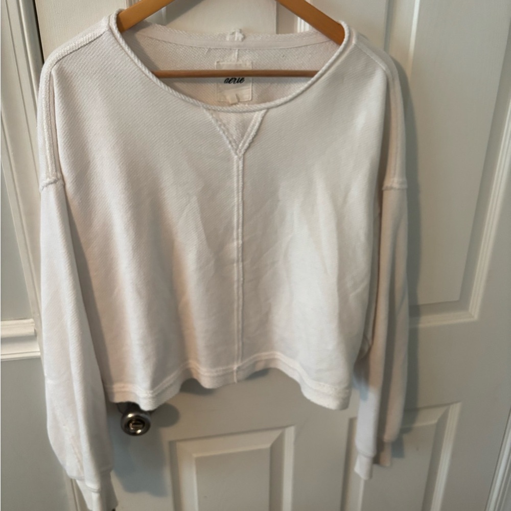 white scoop cropped crewneck